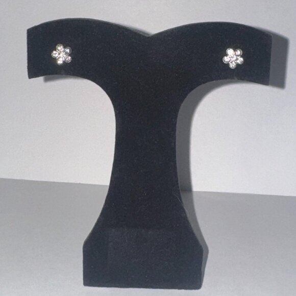 7mm Clear Flower Cz And Sterling Post Earrings - Picture 1 of 8